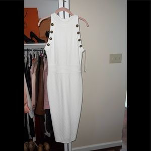 Balmain High Neck Knit MIDI Dress French Size 42